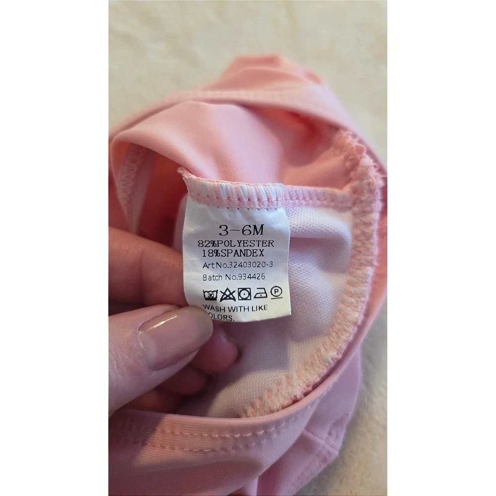 Baby Girl Butterfly Swimsuit Set 3-6M 3pc Bikini‎ Hat Pink Ruffle Swim Outfit